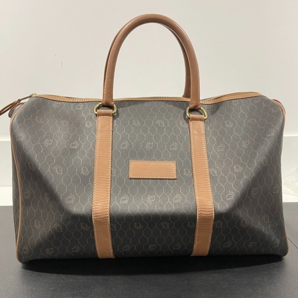 Christian Dior Honeycomb Vintage Brown Boston Bag (111885)